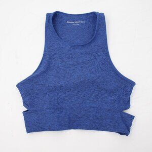 Outdoor Voices Top Womens Small Slashback crop Long Line Sports Bra Blue gym run